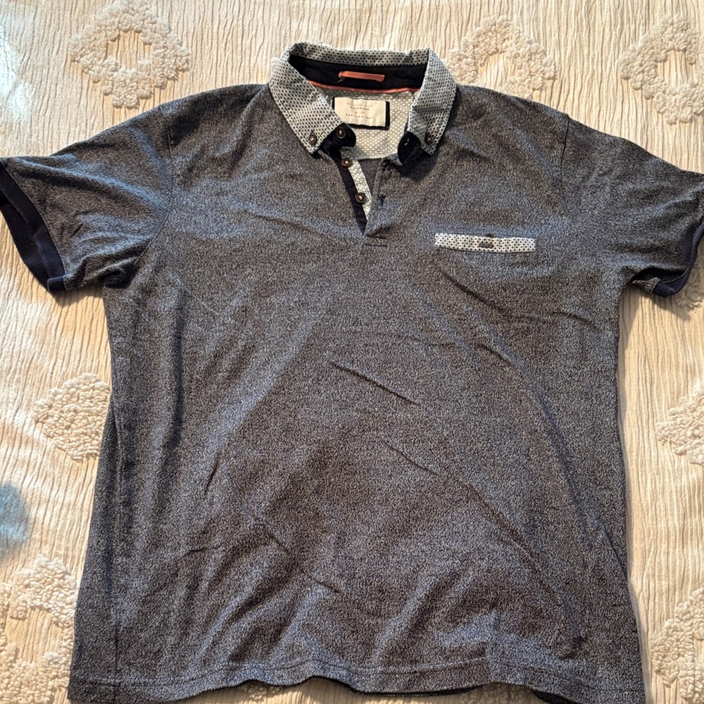 Cactus Blue Polo with Patterned Collar